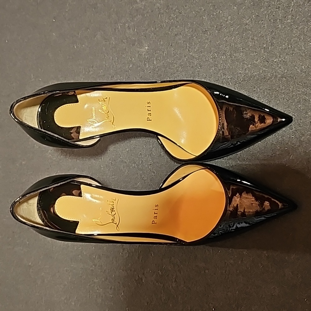 Christian Louboutin 100mm Iriza Half D'orsay patent leather 37 black